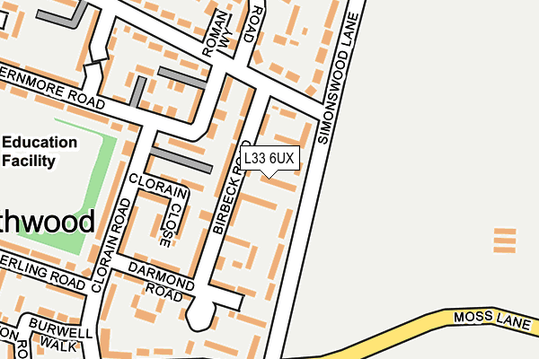 L33 6UX map - OS OpenMap – Local (Ordnance Survey)