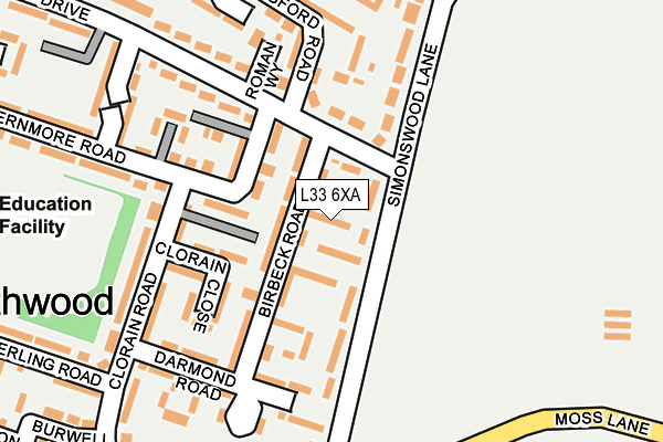 L33 6XA map - OS OpenMap – Local (Ordnance Survey)