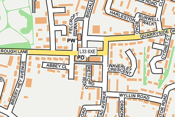 L33 6XE map - OS OpenMap – Local (Ordnance Survey)