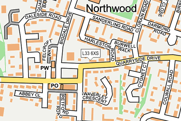 L33 6XS map - OS OpenMap – Local (Ordnance Survey)