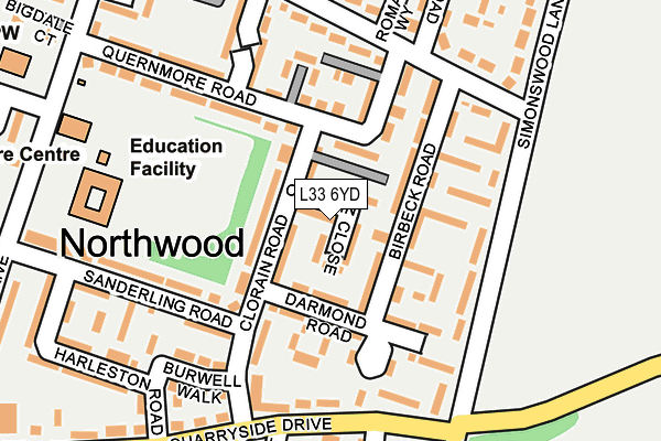 L33 6YD map - OS OpenMap – Local (Ordnance Survey)