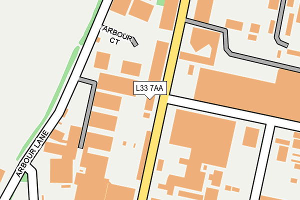 L33 7AA map - OS OpenMap – Local (Ordnance Survey)