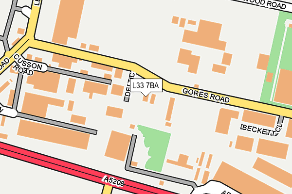 L33 7BA map - OS OpenMap – Local (Ordnance Survey)