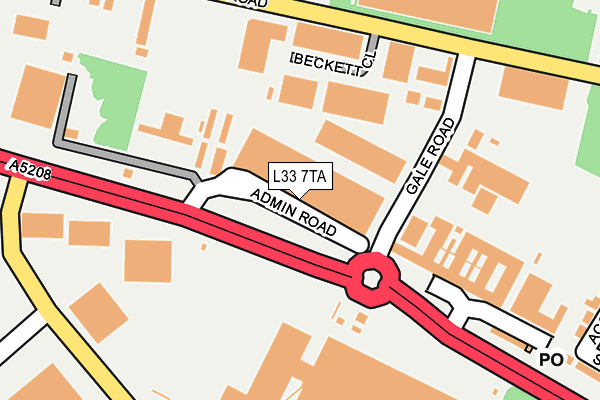 L33 7TA map - OS OpenMap – Local (Ordnance Survey)