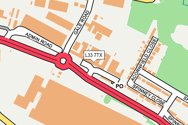 L33 7TX map - OS OpenMap – Local (Ordnance Survey)