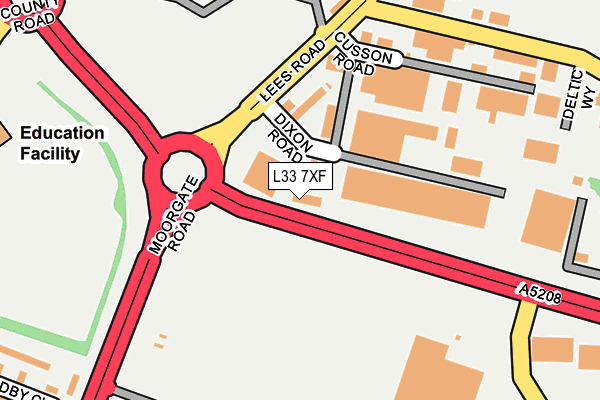 L33 7XF map - OS OpenMap – Local (Ordnance Survey)
