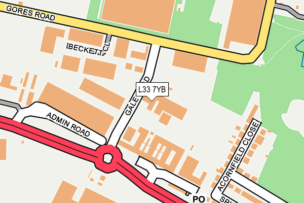 L33 7YB map - OS OpenMap – Local (Ordnance Survey)