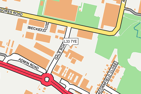 L33 7YE map - OS OpenMap – Local (Ordnance Survey)