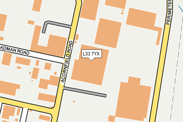 L33 7YX map - OS OpenMap – Local (Ordnance Survey)