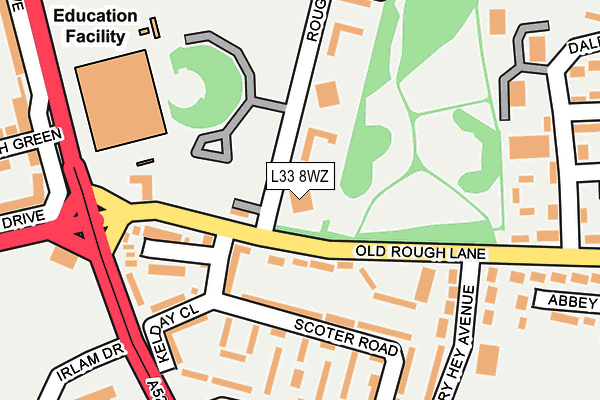 L33 8WZ map - OS OpenMap – Local (Ordnance Survey)