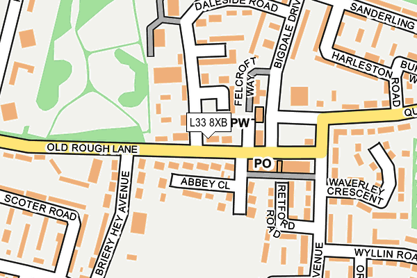 L33 8XB map - OS OpenMap – Local (Ordnance Survey)