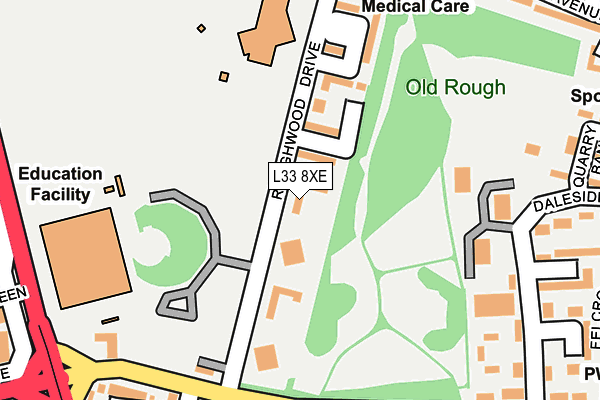 L33 8XE map - OS OpenMap – Local (Ordnance Survey)