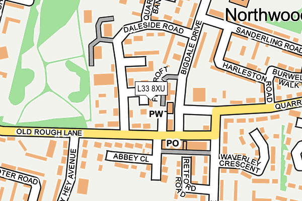 L33 8XU map - OS OpenMap – Local (Ordnance Survey)
