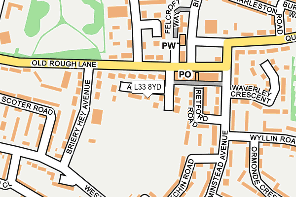 L33 8YD map - OS OpenMap – Local (Ordnance Survey)