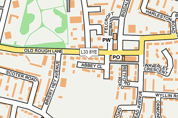 L33 8YE map - OS OpenMap – Local (Ordnance Survey)