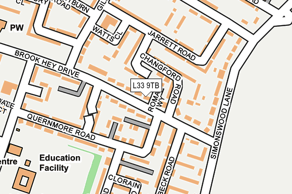 L33 9TB map - OS OpenMap – Local (Ordnance Survey)