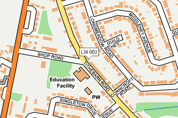 L34 0EU map - OS OpenMap – Local (Ordnance Survey)