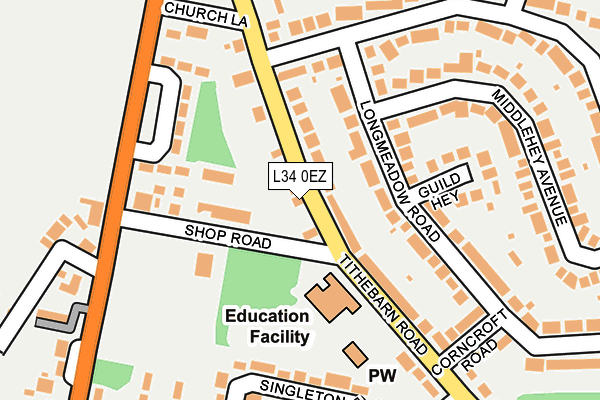 L34 0EZ map - OS OpenMap – Local (Ordnance Survey)