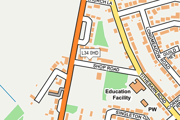 L34 0HD map - OS OpenMap – Local (Ordnance Survey)