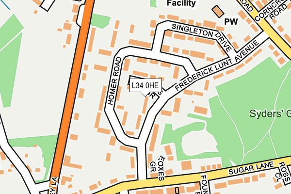 L34 0HE map - OS OpenMap – Local (Ordnance Survey)