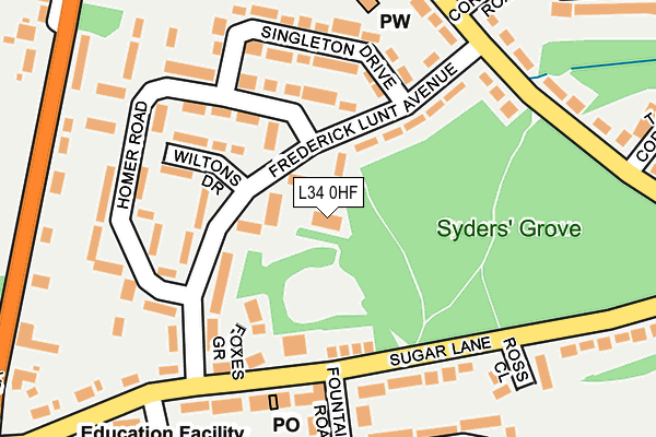L34 0HF map - OS OpenMap – Local (Ordnance Survey)