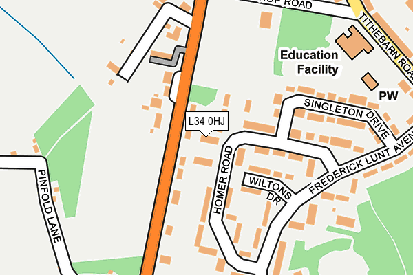 L34 0HJ map - OS OpenMap – Local (Ordnance Survey)