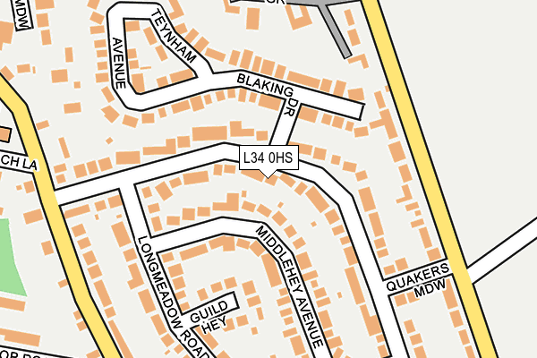 L34 0HS map - OS OpenMap – Local (Ordnance Survey)