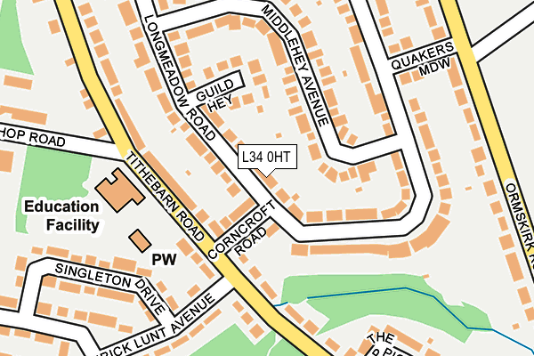 L34 0HT map - OS OpenMap – Local (Ordnance Survey)