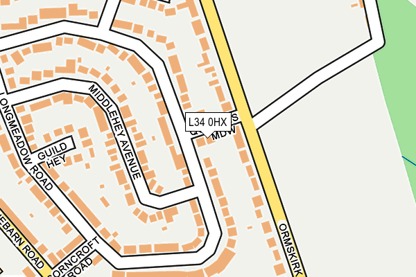 L34 0HX map - OS OpenMap – Local (Ordnance Survey)
