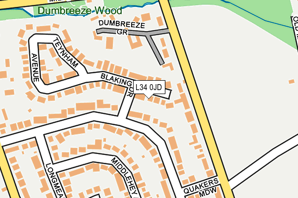 L34 0JD map - OS OpenMap – Local (Ordnance Survey)