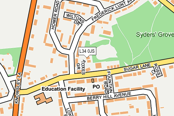 L34 0JS map - OS OpenMap – Local (Ordnance Survey)