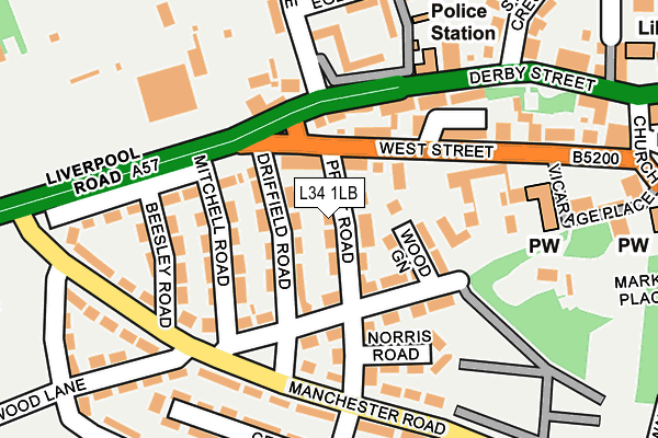 L34 1LB map - OS OpenMap – Local (Ordnance Survey)