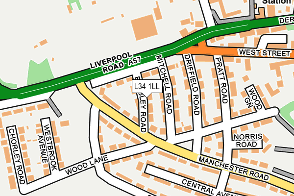 L34 1LL map - OS OpenMap – Local (Ordnance Survey)