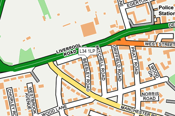 L34 1LP map - OS OpenMap – Local (Ordnance Survey)