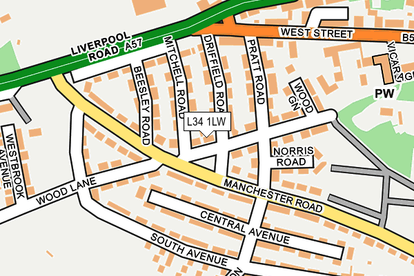 L34 1LW map - OS OpenMap – Local (Ordnance Survey)