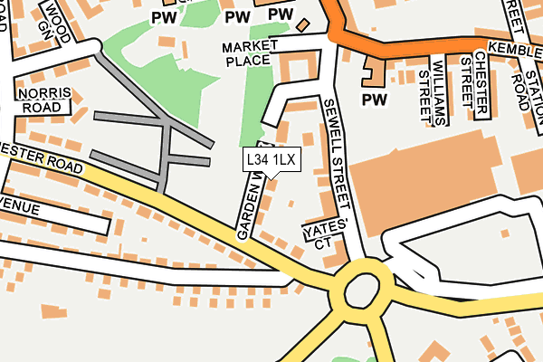 L34 1LX map - OS OpenMap – Local (Ordnance Survey)