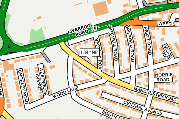 L34 1NE map - OS OpenMap – Local (Ordnance Survey)