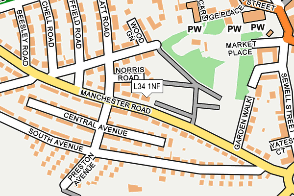 L34 1NF map - OS OpenMap – Local (Ordnance Survey)