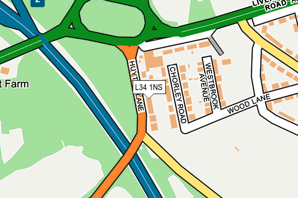 L34 1NS map - OS OpenMap – Local (Ordnance Survey)