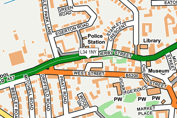 L34 1NY map - OS OpenMap – Local (Ordnance Survey)