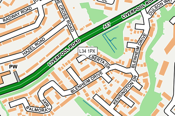 L34 1PX map - OS OpenMap – Local (Ordnance Survey)