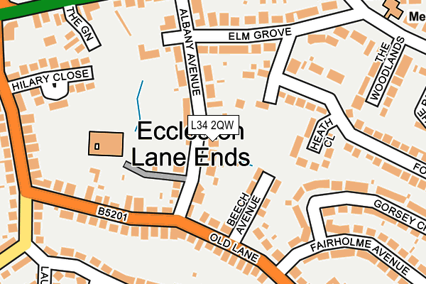 L34 2QW map - OS OpenMap – Local (Ordnance Survey)