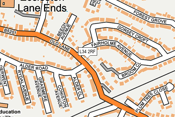 L34 2RF map - OS OpenMap – Local (Ordnance Survey)