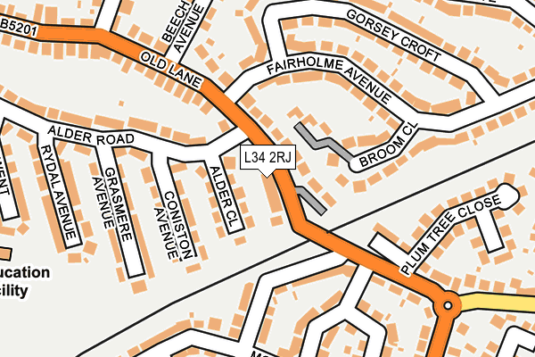L34 2RJ map - OS OpenMap – Local (Ordnance Survey)