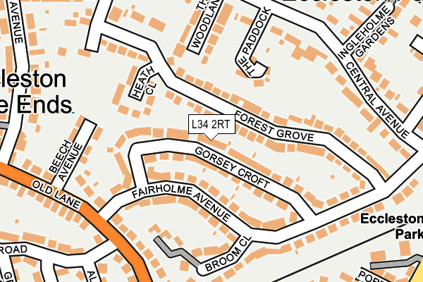 L34 2RT map - OS OpenMap – Local (Ordnance Survey)