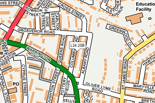 L34 2SB map - OS OpenMap – Local (Ordnance Survey)
