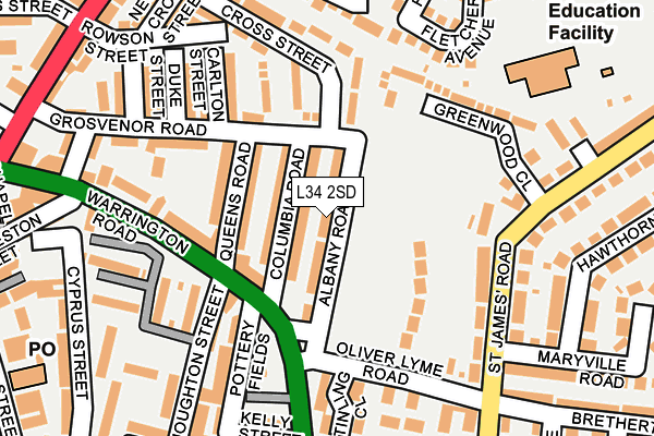 L34 2SD map - OS OpenMap – Local (Ordnance Survey)