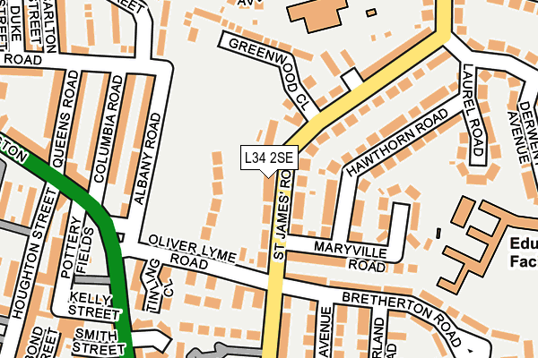 L34 2SE map - OS OpenMap – Local (Ordnance Survey)