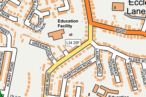L34 2SF map - OS OpenMap – Local (Ordnance Survey)