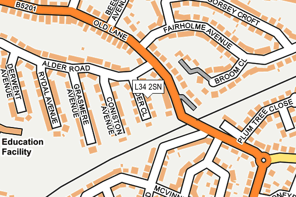 L34 2SN map - OS OpenMap – Local (Ordnance Survey)